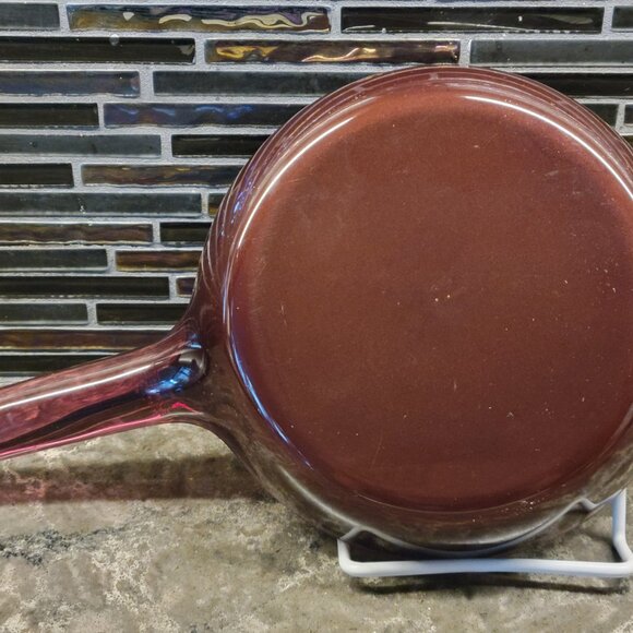 VINTAGE PYREX CORNING 1980s CRANBERRY GLASS VISION VISIONS W/ TEFLON 7” SKILLET - Picture 5 of 12